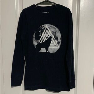 Urban Pipeline Navy Long Sleeve Tee with Wolf Graphic